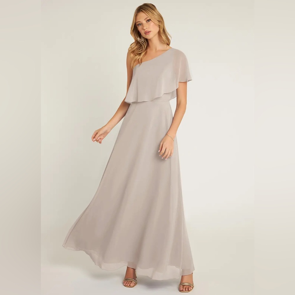 Azazie | Lizzy One Shoulder Dress | Size: A2 | Color: Frost